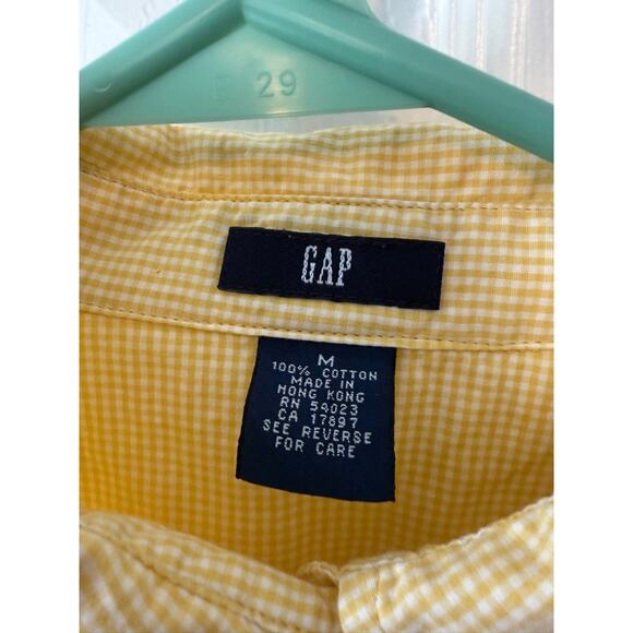 Gap Button Blouse Yellow Gingham Tailored Women's M - Picture 2 of 8